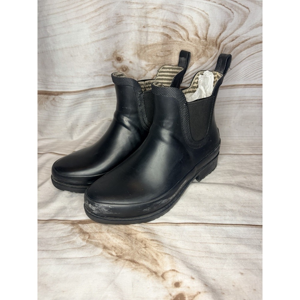 L.L.Bean Wellie Chelsea Rain Boots Women's Size 7 Black Waterproof Ankle Boots